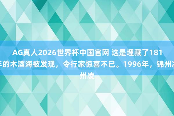 AG真人2026世界杯中国官网 这是埋藏了181年的木酒海被发现，令行家惊喜不已。1996年，锦州凌