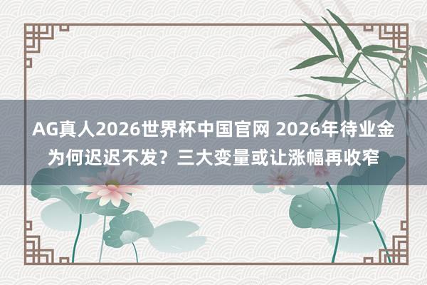 AG真人2026世界杯中国官网 2026年待业金为何迟迟不发?三大变量或让涨幅再收窄