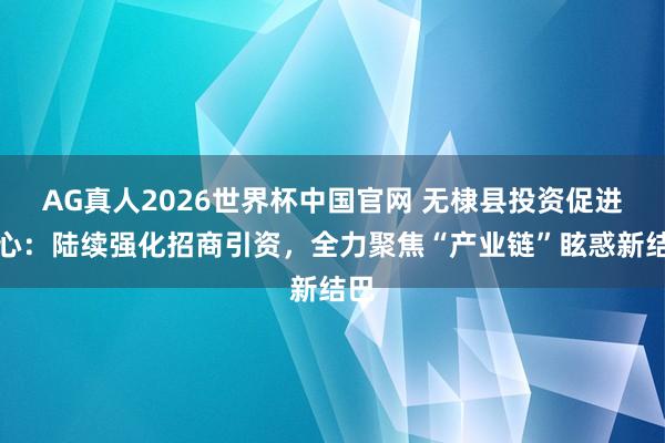 AG真人2026世界杯中国官网 无棣县投资促进中心：陆续强化招商引资，全力聚焦“产业链”眩惑新结巴