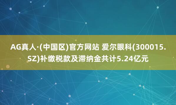 AG真人·(中国区)官方网站 爱尔眼科(300015.SZ)补缴税款及滞纳金共计5.24亿元