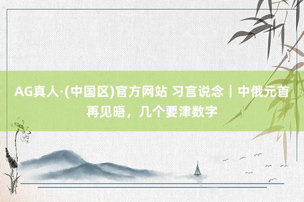 AG真人·(中国区)官方网站 习言说念|中俄元首再见晤,几个要津数字