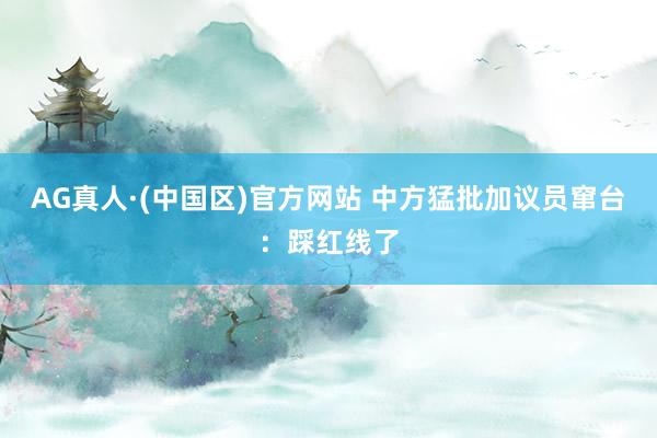 AG真人·(中国区)官方网站 中方猛批加议员窜台:踩红线了