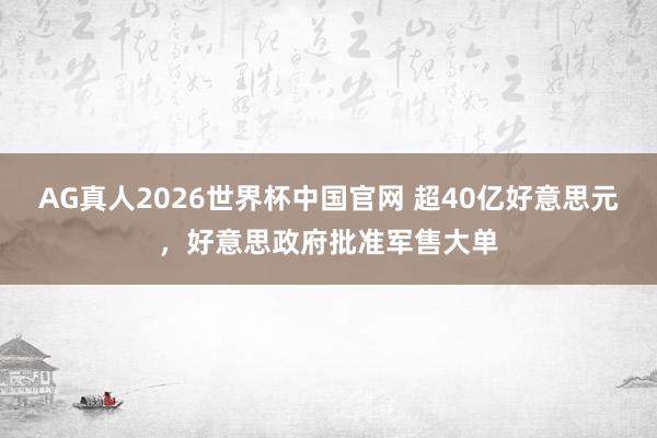 AG真人2026世界杯中国官网 超40亿好意思元,好意思政府批准军售大单