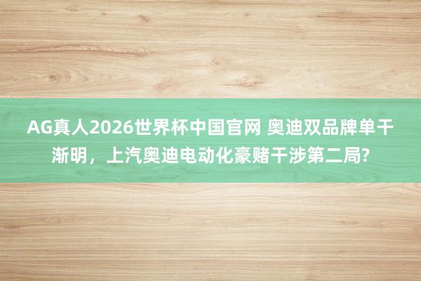 AG真人2026世界杯中国官网 奥迪双品牌单干渐明,上汽奥迪电动化豪赌干涉第二局?