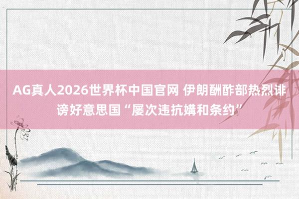 AG真人2026世界杯中国官网 伊朗酬酢部热烈诽谤好意思国“屡次违抗媾和条约”