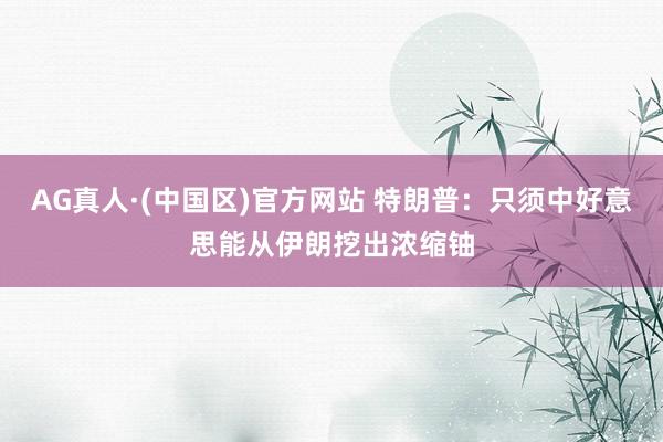 AG真人·(中国区)官方网站 特朗普：只须中好意思能从伊朗挖出浓缩铀