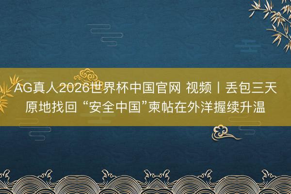 AG真人2026世界杯中国官网 视频丨丢包三天原地找回 “安全中国”柬帖在外洋握续升温