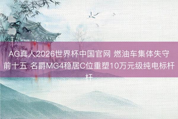 AG真人2026世界杯中国官网 燃油车集体失守前十五 名爵MG4稳居C位重塑10万元级纯电标杆